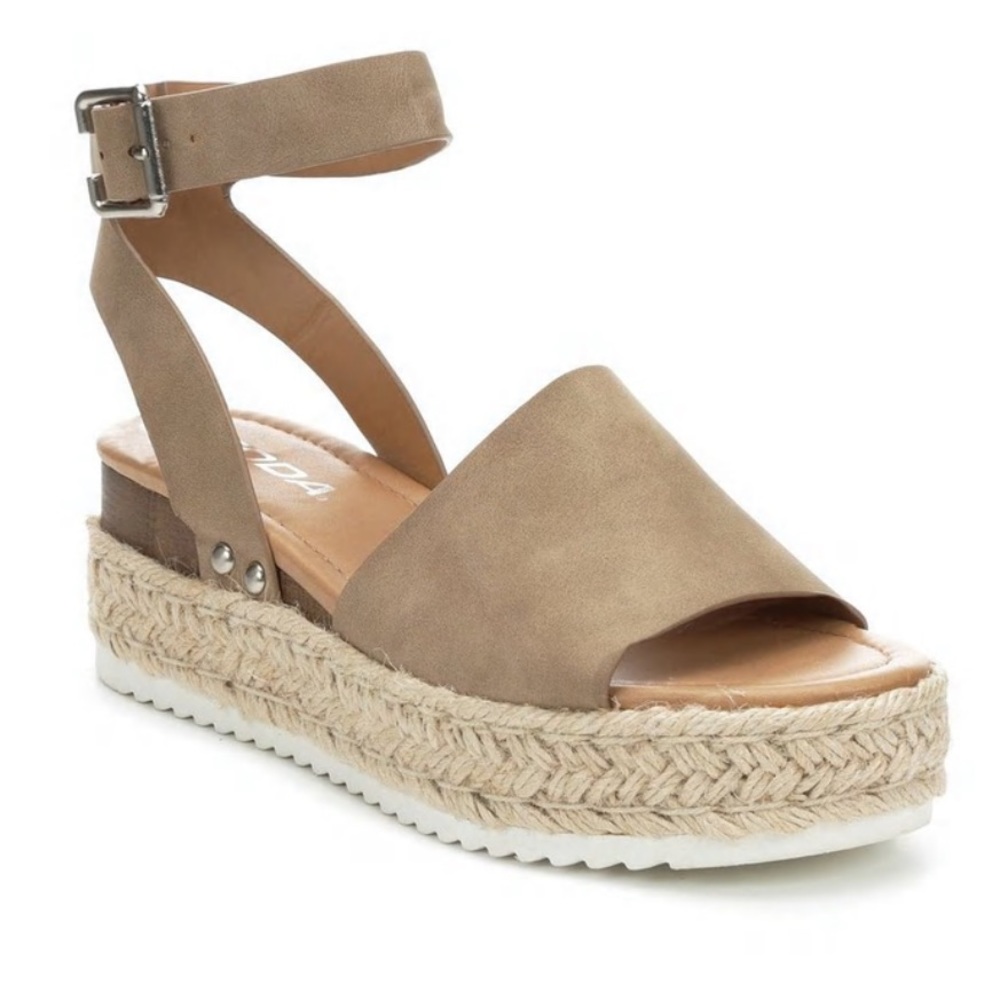 Tan platform espadrille sandals